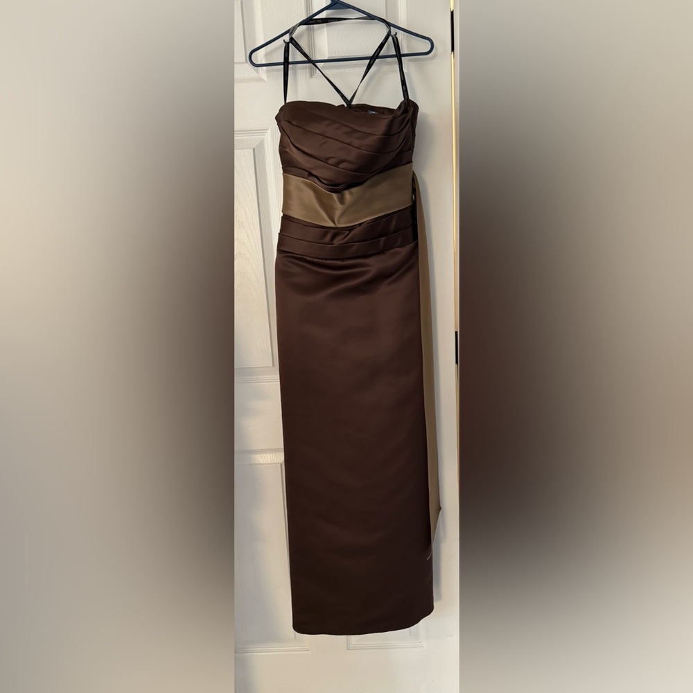 Bill Levkoff Brown Strapless Pencil Dress